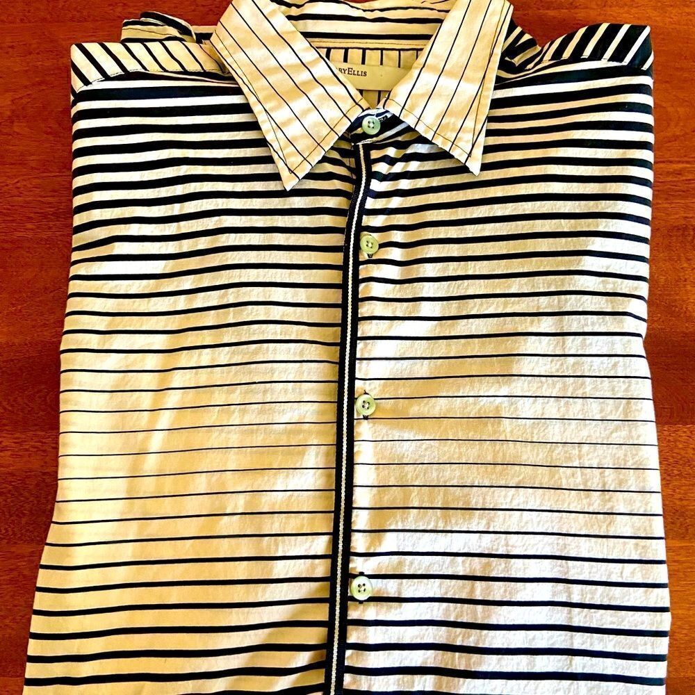 VTG Rare Perry Ellis Men’s XL Black & White Shirt